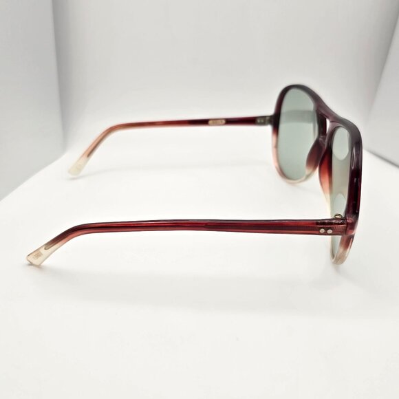 VTG Aviator Sunglasses Gradient Red Frame Oversized Brown Lens Luxury Style - Picture 7 of 15